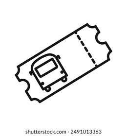 Bus Ticket icon Black line art vector logo