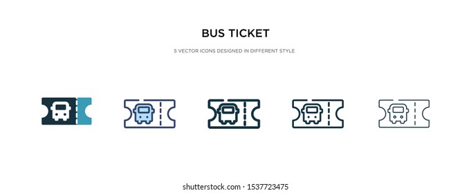 bus ticket icon in different style vector illustration. two colored and black bus ticket vector icons designed in filled, outline, line and stroke style can be used for web, mobile, ui