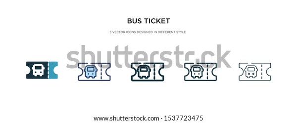 bus ticket\
icon in different style vector illustration. two colored and black\
bus ticket vector icons designed in filled, outline, line and\
stroke style can be used for web, mobile,\
ui
