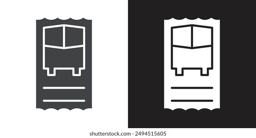 Icono de billete de autobús Conjunto plano en color blanco y negro contorno Vector