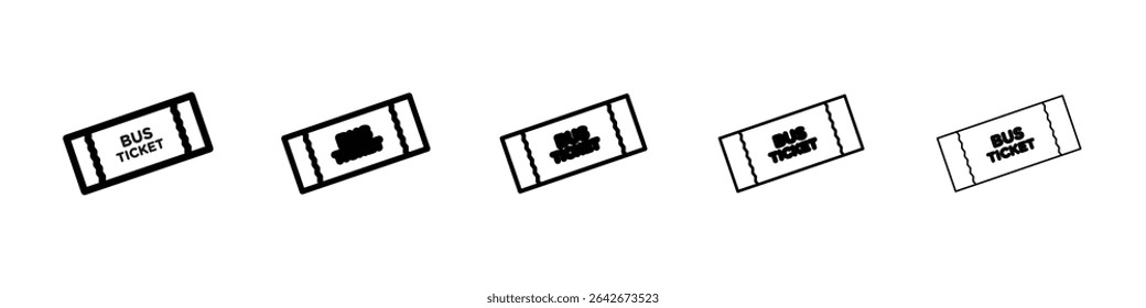 Bus Ticket icon isolated vector on white background set