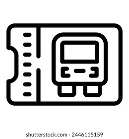 Icono de billete de autobús Vector esquemático. Terminal de transporte público. Completar compra de pases de viaje