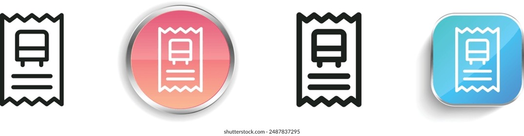 bus ticket icon. Thin Linear, Regular and Button Style Design Isolated On White Background