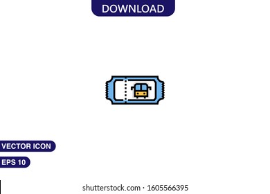 Bus ticket  icon in trendy flat style isolated on white background vector illustration