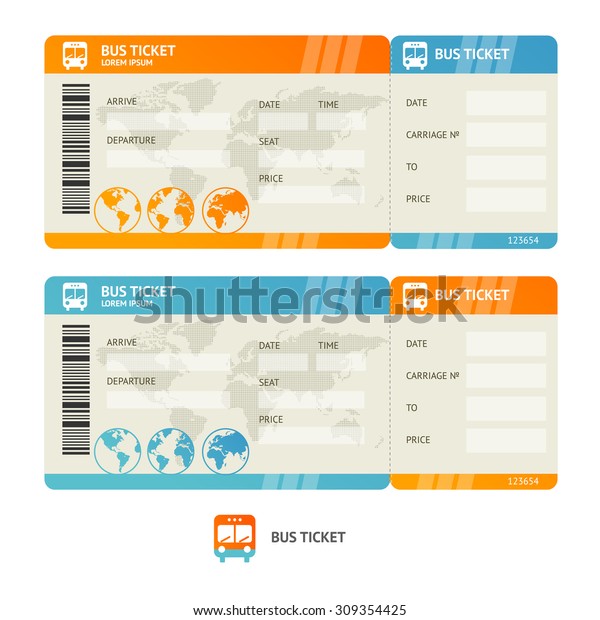 Bus ticket isolated on white background. \
Design Template. Vector\
illustration