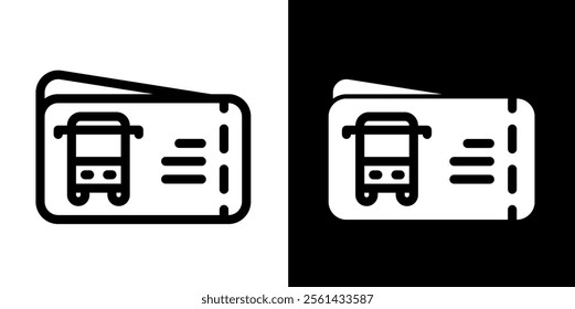 bus ticket line and glyph icon, outline and glyph vector sign, linear and glyph style pictogram isolated on white and black. travel Symbol, logo,icon, illustration