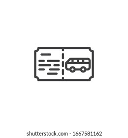 Symbol der Busfahrscheinlinie. lineares Stilzeichen für mobiles Konzept und Webdesign. Umriss der Vektorillustration der Bordkarte. Symbol, Logo-Abbildung. Vektorillustration-Grafiken