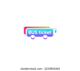 Bus Ticket logo, fun and playful bus ticketing website logo icon symbol in cartoon style
