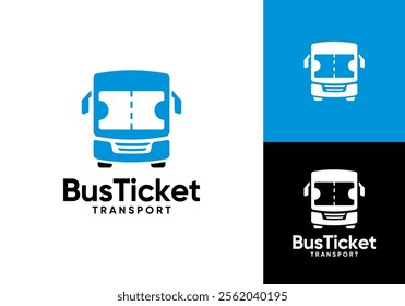 bus with ticket logo. online travel transportation symbol vector design concept