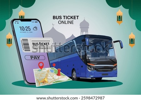 bus ticket online pay from smart phone app application icon logo sign  art design vector template autobus departure access modern	
