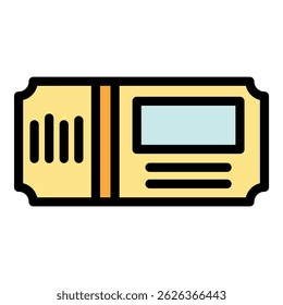 Bus ticket payment icon. Outline bus ticket payment vector icon color flat isolated