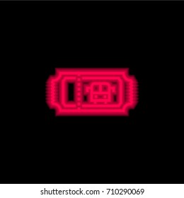 Bus ticket red glowing neon ui ux icon. Glowing sign logo vector