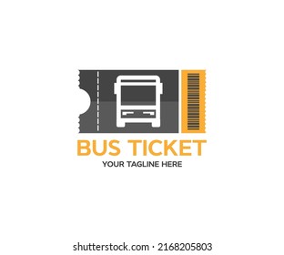 Bus ticket in yellow flat design with barcode logo design. Card symbolizing bus ticket and travel via bus vector design and illustration.