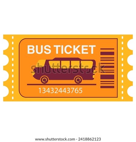 Bus ticket.Public transport.Bus side view and in front.Flat vector.Isolated on white background.Pass bus ticket icon.