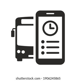 Bus Timetable Icon. Checking Bus Times On A Smartphone. Vector Icon Isolated On White Background.