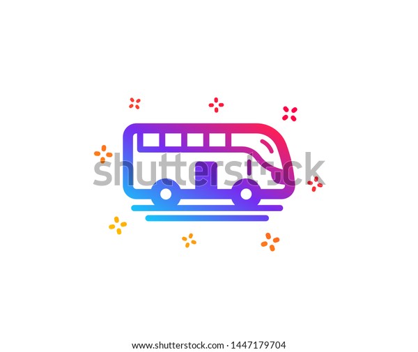 Bus tour transport icon. Transportation\
sign. Tourism or public vehicle symbol. Dynamic shapes. Gradient\
design bus tour icon. Classic style.\
Vector