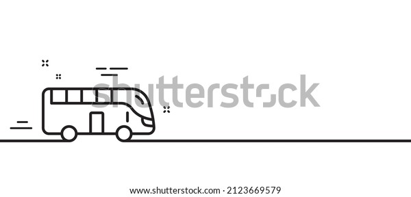 Bus tour transport line icon. Transportation sign.\
Tourism or public vehicle symbol. Minimal line illustration\
background. Bus tour line icon pattern banner. White web template\
concept. Vector