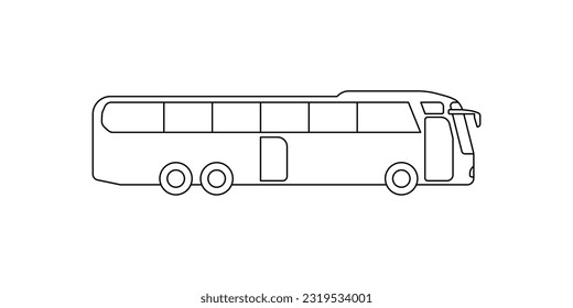 Bus for tour travel and excursion, car model coloring line icon. Passenger transport, automobile for journey. Side view. Vector sign outline