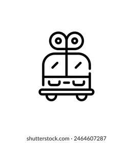 bus toy outline icon and illustration