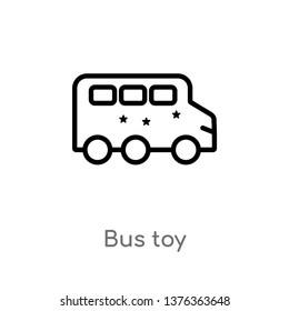 bus toy vector line icon. Simple element illustration. bus toy outline icon from toys concept. Can be used for web and mobile