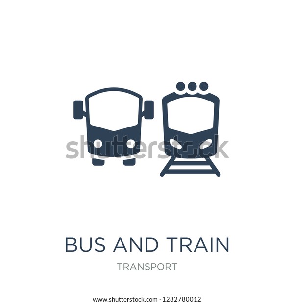 bus and train icon vector on white\
background, bus and train trendy filled icons from Transport\
collection, bus and train vector\
illustration