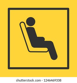 Bus or train or plane seat yellow sticker in square frame, can be used for labels, traffic signs, reserved place, vector illustration isolated on white background.