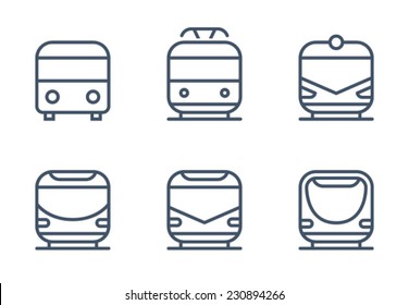 Bus Tram Train Icon Symbol Set