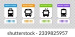 Bus, tram, trolleybus and metro ticket icon. Travel tickets for public transport with barcode. Vector illustration.