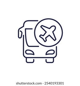 bus transfer to airport icon, shuttle line vector design