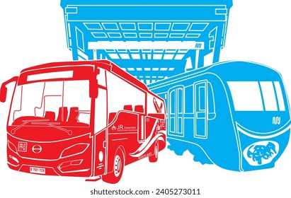 Bus Transjakarta dan MRT Vector CDR EPS Siap Cetak