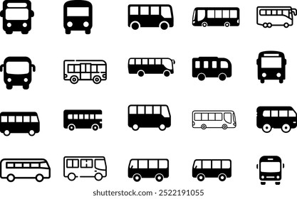 Icono de transporte de autobús. Ilustración vectorial de icono de línea delgada simple negra.