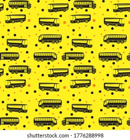 Bus transport seamless pattern. Vector illustration.