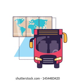 bus transport vehicle with paper map