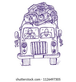 bus, transportation, doodle