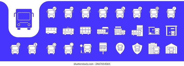 bus transportation flat modern icon set collection vector design