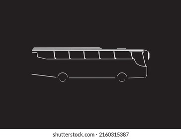 Bus transportation vector, silhouette. Isolated on black background.