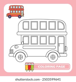 bus, transportation, vehicle, outline coloring page for kids