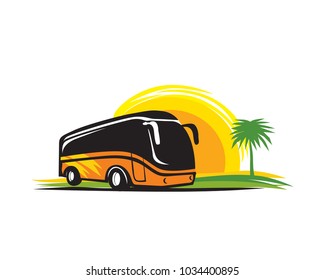 Bus Travel Adventure Symbol In Isolated Background