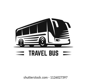 Bus Travel Adventure template. Vector black sign