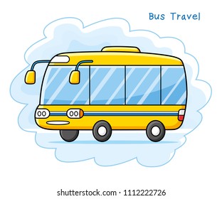 Bus travel cartoon vector illustration