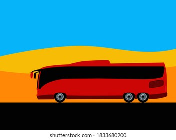 Bus travel to the far corners of the world. Vector image for illustrations.