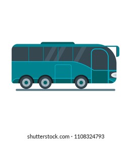 Bus for travel, takes tourists on a tourist route. Flat vector cartoon illustration. Objects isolated on a white background.