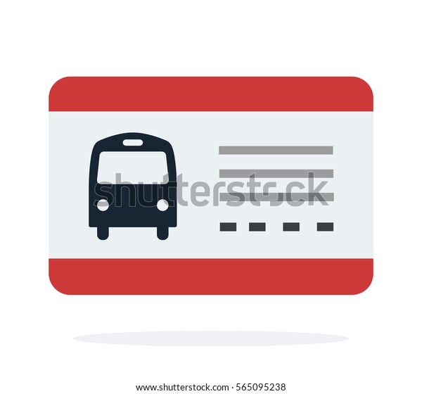 Bus travel ticket\
vector flat material design object. Isolated illustration on white\
background.