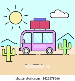 Bus travel the world vector illustration for your needs