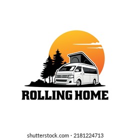 bus traveler - camping car illustration logo vector