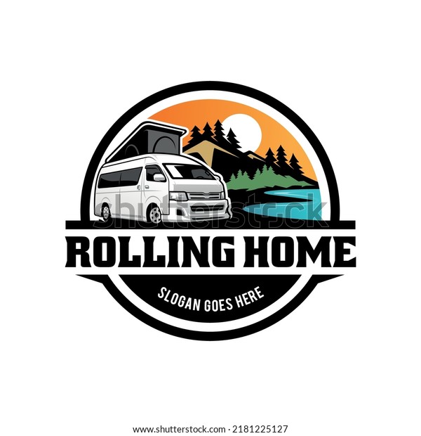 bus\
traveler - camping car illustration logo\
vector