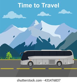 Bus traveling concept, vector illustration