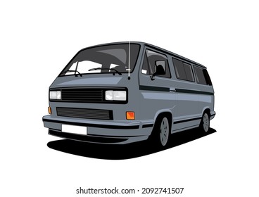 A Bus For Traveling. Minivan. Vanlife. Vector Graphics. Illustration.