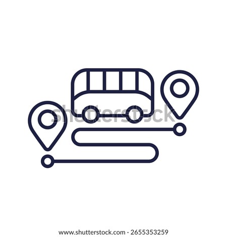 Bus trip line icon with route