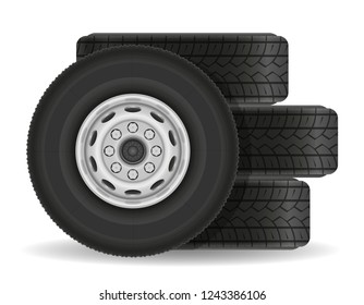 bus or truck wheel stock vector illustration isolated on white background